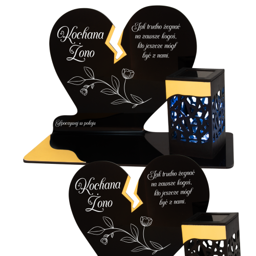 ZNICZ SOLARNY DLA ŻONY LED NA GRÓB CMENTARZ SERCE LAMPKA ZŁOTE NOWOSCI