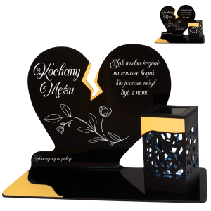 ZNICZ SOLARNY DLA MĘŻA LED NA GRÓB CMENTARZ SERCE LAMPKA ZŁOTE NOWOSCI