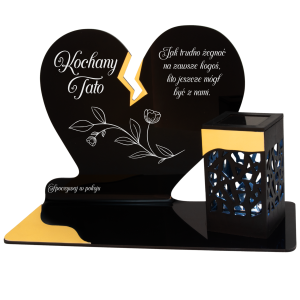 ZNICZ SOLARNY DLA TATY LED NA GRÓB CMENTARZ SERCE LAMPKA ZŁOTE NOWOSCI