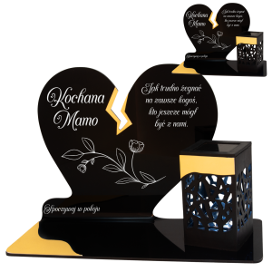 ZNICZ SOLARNY DLA MAMY LED NA GRÓB CMENTARZ SERCE LAMPKA ZŁOTE NOWOSCI