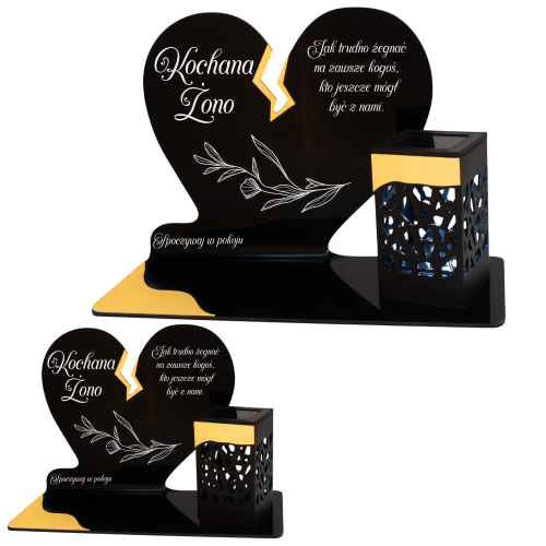 ZNICZ SOLARNY DLA ŻONY LED NA GRÓB CMENTARZ SERCE LAMPKA NOWOSCI ZŁOTY