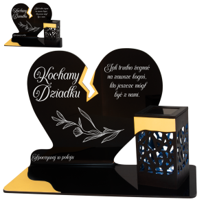 ZNICZ SOLARNY DLA DZIADKA LED NA GRÓB CMENTARZ SERCE LAMPKA NOWOSCI ZŁOTY