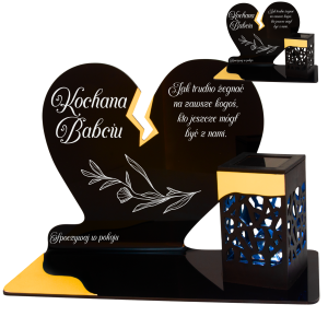 ZNICZ SOLARNY DLA BABCI LED NA GRÓB CMENTARZ SERCE LAMPKA NOWOSCI ZŁOTY