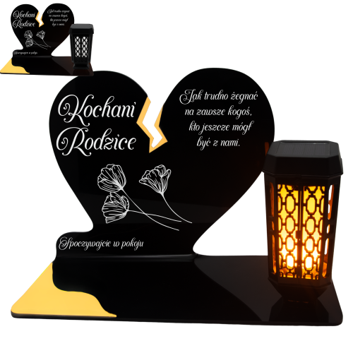 ZNICZ SOLARNY DLA RODZICÓW LED NA GRÓB NA CMENTARZ ZŁOTY LAMPKA NOWOSCI