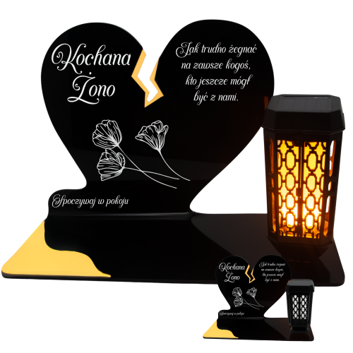 ZNICZ SOLARNY DLA ŻONY LED NA GRÓB NA CMENTARZ ZŁOTY LAMPKA NOWOSCI