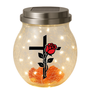 ZNICZ SOLARNY LED LAMPION NA GRÓB STATUETKA NA CMENTARZ RÓŻA KRZYŻ NOWOSCI