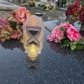 DEKORACJA na grób ZNICZ podstawka na cmentarz LAMPKA LED wieczna latarenka
