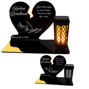 ZNICZ SOLARNY DLA DZIADKÓW LED NA GRÓB NA CMENTARZ SERCE NOWOSCI ZŁOTY