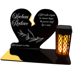 ZNICZ SOLARNY DLA RODZICÓW LED NA GRÓB NA CMENTARZ SERCE NOWOSCI ZŁOTY