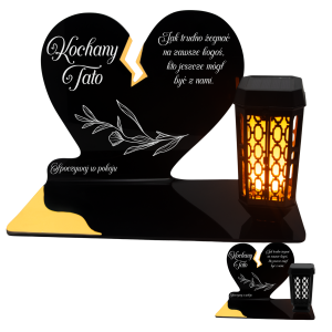 ZNICZ SOLARNY DLA TATY LED NA GRÓB OJCA NA CMENTARZ SERCE KRZYŻ NOWOSCI