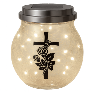 ZNICZ SOLARNY LED LAMPION NA GRÓB STATUETKA NA CMENTARZ RÓŻA KRZYŻ NOWOSCI