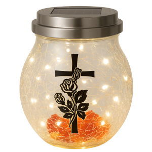 ZNICZ SOLARNY LED LAMPION NA GRÓB STATUETKA NA CMENTARZ RÓŻA KRZYŻ NOWOSCI