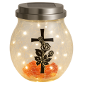 ZNICZ SOLARNY LED LAMPION NA GRÓB STATUETKA NA CMENTARZ RÓŻA KRZYŻ NOWOSCI