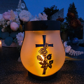 ZNICZ SOLARNY LED  LAMPION NA GRÓB STATUETKA NA CMENTARZ RÓŻA KRZYŻ NOWOSCI