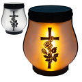 ZNICZ SOLARNY LED  LAMPION NA GRÓB STATUETKA NA CMENTARZ RÓŻA KRZYŻ NOWOSCI