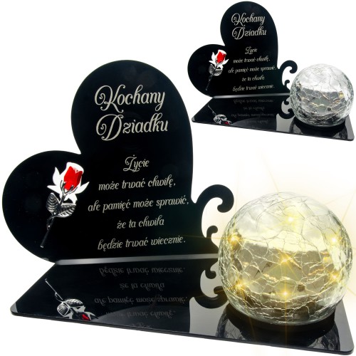 WIECZNY ZNICZ SOLARNY Statuetka dla DZIADKA na Grób Wszystkich Świętych LED