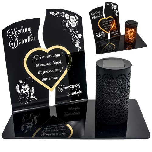 WIECZNY ZNICZ SOLARNY Statuetka dla DZIADKA na Grób Wszystkich Świętych LED