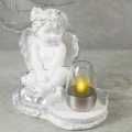 ZNICZ GIPSOWA FIGURKA NAGROBNA Srebrny Anioł Aniołek LAMPA SOLARNA LED GIPS