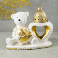 ZNICZ GIPSOWA FIGURKA NAGROBNA Złoty Miś Serce GIPS Latarenka Złoto