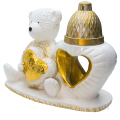 ZNICZ GIPSOWA FIGURKA NAGROBNA Złoty Miś Serce GIPS Latarenka Złoto