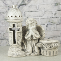 ZNICZ GIPSOWA FIGURKA NAGROBNA Anioł Antracyt LATARENKA GIPS Donica Krzyż