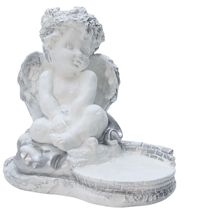 ZNICZ GIPSOWA FIGURKA NAGROBNA Srebrny Anioł Aniołek Dekoracja GIPS