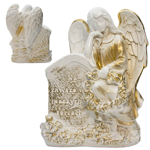 ZNICZ GIPSOWA FIGURKA NAGROBNA ZŁOTY Anioł Aniołek Dekoracja GIPS