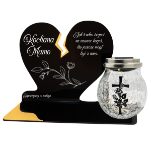 ZNICZ SOLARNY DLA MAMY LED NA GRÓB CMENTARZ SERCE LAMPKA NOWOSCI KULA