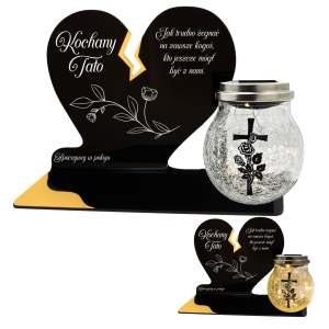 ZNICZ SOLARNY DLA TATY LED NA GRÓB CMENTARZ SERCE LAMPKA NOWOSCI KULA