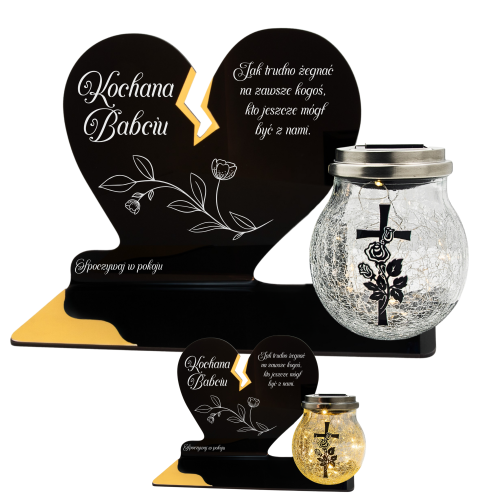 ZNICZ SOLARNY DLA BABCI LED NA GRÓB CMENTARZ SERCE LAMPKA NOWOSCI KULA