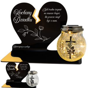 ZNICZ SOLARNY DLA DZIADKA LED NA GRÓB CMENTARZ SERCE LAMPKA NOWOSCI KULA