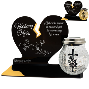 ZNICZ SOLARNY DLA MĘŻA LED NA GRÓB CMENTARZ SERCE LAMPKA NOWOSCI KULA SOLAR