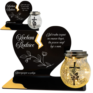 ZNICZ SOLARNY DLA RODZICÓW LED NA GRÓB CMENTARZ SERCE LAMPKA NOWOSCI KULA