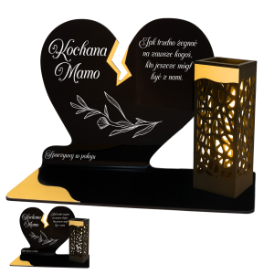 ZNICZ SOLARNY DLA MAMY LED NA GRÓB CMENTARZ SERCE LAMPKA NOWOSCI ZŁOTE