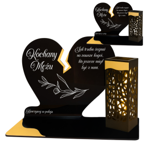 ZNICZ SOLARNY DLA MĘŻA LED NA GRÓB CMENTARZ SERCE LAMPKA NOWOSCI ZŁOTE