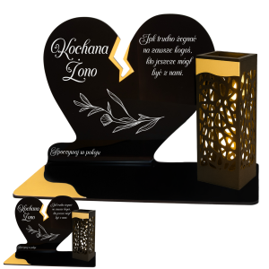 ZNICZ SOLARNY DLA ŻONY LED NA GRÓB CMENTARZ SERCE LAMPKA NOWOSCI ZŁOTE