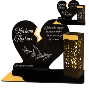 ZNICZ SOLARNY DLA RODZICÓW LED NA GRÓB CMENTARZ SERCE LAMPKA NOWOSCI ZŁOTE