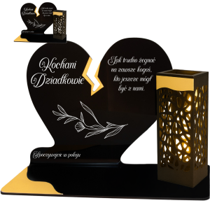 ZNICZ SOLARNY DLA DZIADKÓW LED NA GRÓB CMENTARZ SERCE LAMPKA NOWOSCI ZŁOTE