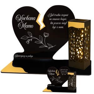 ZNICZ SOLARNY DLA MAMY LED NA GRÓB CMENTARZ SERCE LAMPKA NOWOSCI ZŁOTE