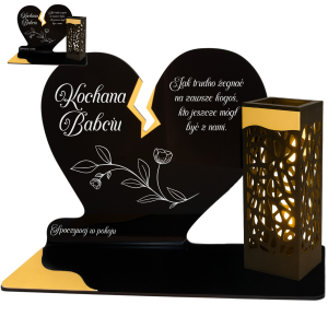 ZNICZ SOLARNY DLA BABCI LED NA GRÓB CMENTARZ SERCE LAMPKA NOWOSCI ZŁOTE