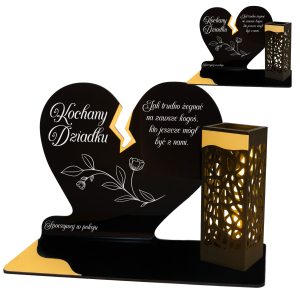 ZNICZ SOLARNY DLA DZIADKA LED NA GRÓB CMENTARZ SERCE LAMPKA NOWOSCI ZŁOTE