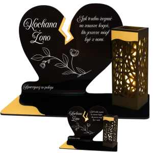 ZNICZ SOLARNY DLA ŻONY LED NA GRÓB CMENTARZ SERCE LAMPKA NOWOSCI ZŁOTE