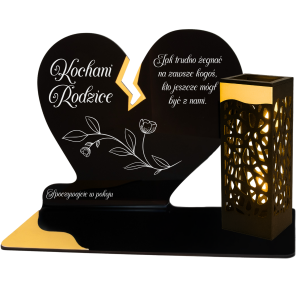 ZNICZ SOLARNY DLA RODZICÓW LED NA GRÓB CMENTARZ SERCE LAMPKA NOWOSCI ZŁOTE