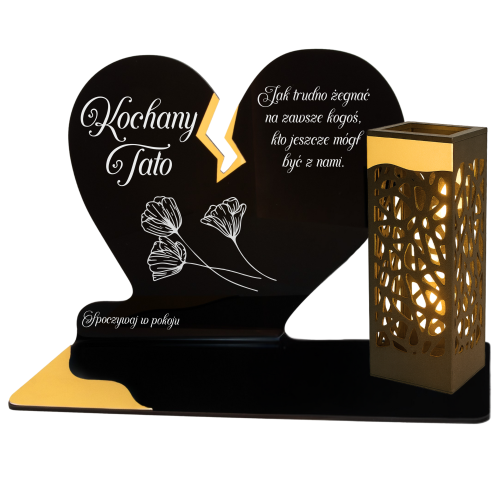 ZNICZ SOLARNY DLA TATY LED NA GRÓB CMENTARZ SOLAR LAMPKA NOWOSCI ZŁOTE