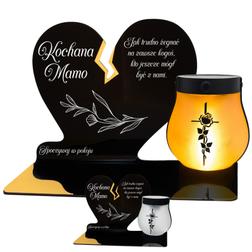 ZNICZ SOLARNY DLA MAMY LED NA GRÓB CMENTARZ SERCE LAMPKA NOWOSCI PŁOMIEŃ