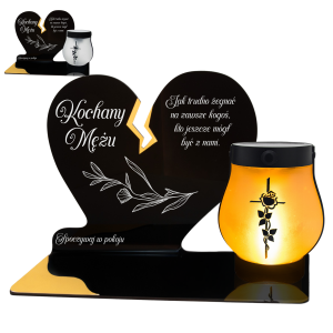 ZNICZ SOLARNY DLA MĘŻA LED NA GRÓB CMENTARZ SERCE LAMPKA NOWOSCI PŁOMIEŃ