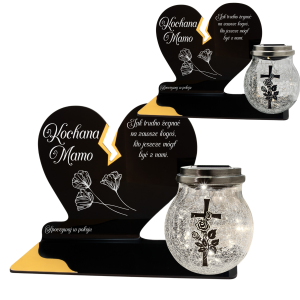 ZNICZ SOLARNY DLA MAMY LED NA GRÓB CMENTARZ SERCE LAMPKA NOWOSCI KULA SOLAR