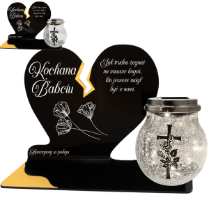 ZNICZ SOLARNY DLA BABCI LED NA GRÓB CMENTARZ SERCE LAMPKA NOWOSCI KULA SOLAR