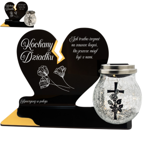 ZNICZ SOLARNY DLA DZIADKA LED NA GRÓB CMENTARZ SERCE LAMPKA NOWOSCI KULA