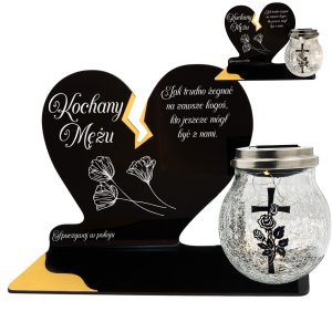 ZNICZ SOLARNY DLA MĘŻA LED NA GRÓB CMENTARZ SERCE LAMPKA NOWOSCI KULA SOLAR